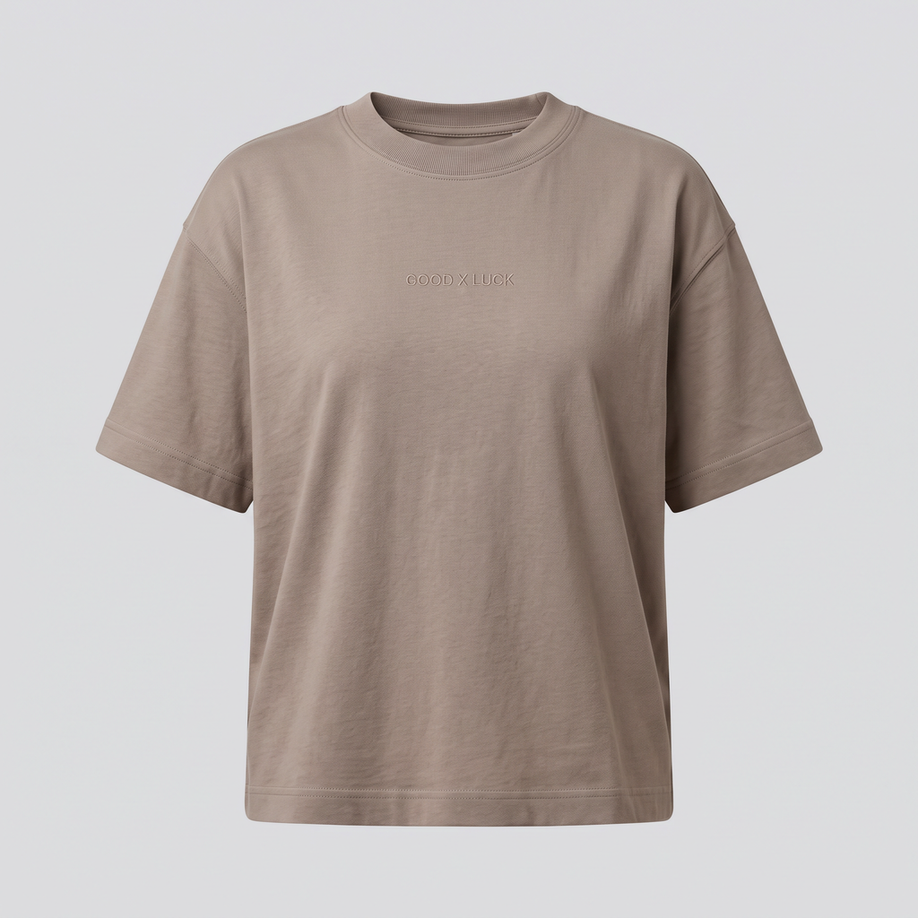 T-shirt taupe, vue de face